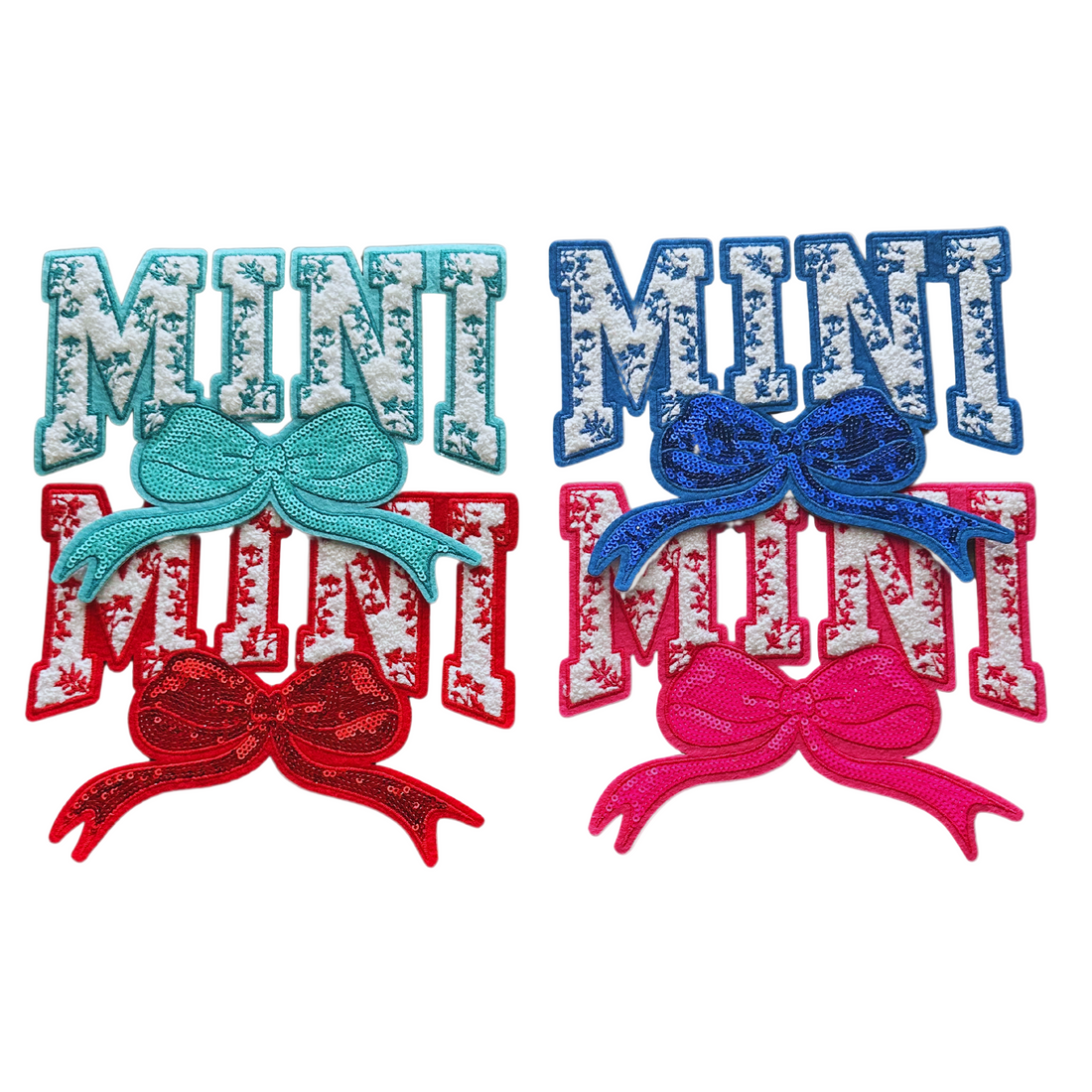 Mini Floral Bow Sequins and Chenille Patch by Neptune Transfers